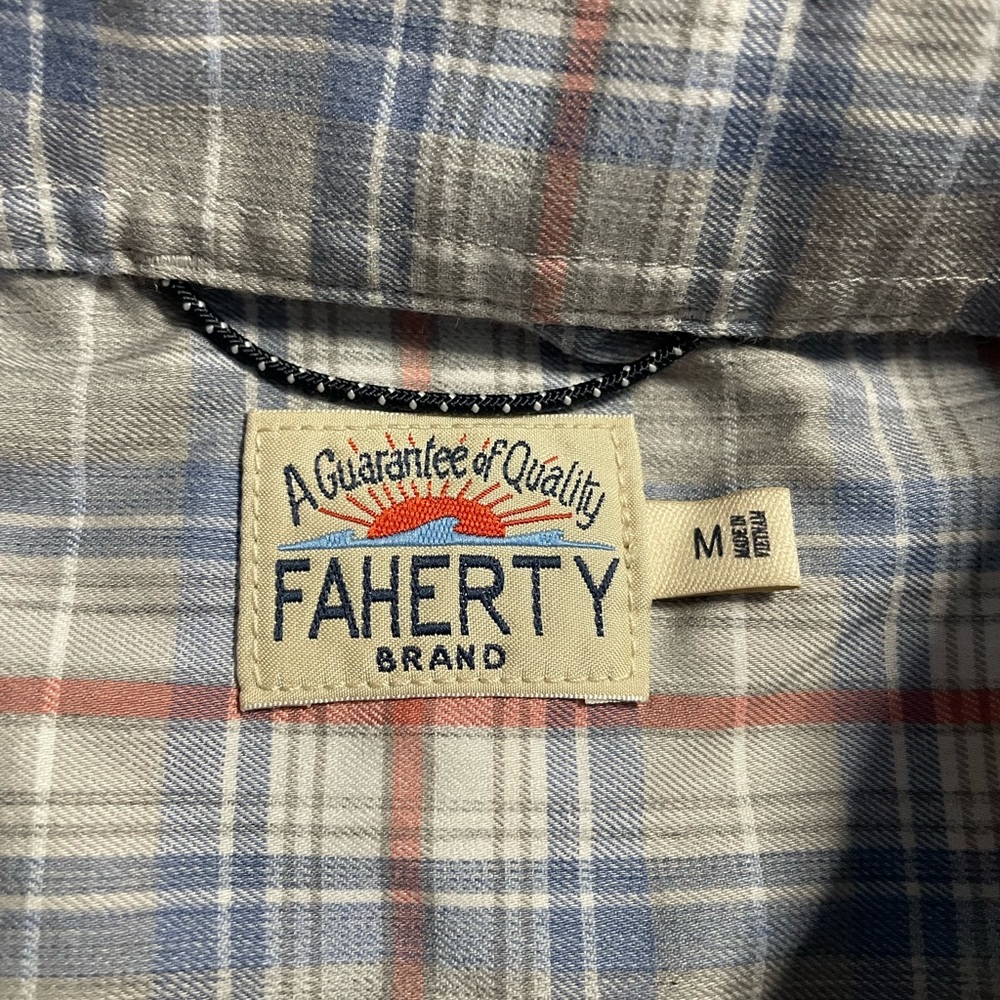 Faherty long sleeve button down lightweight plaid shirt sx M - Picture 6 of 11